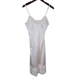 Vintage Merville White Slip Chemise Sleepwear Gown Dress Size 34 Light Stain